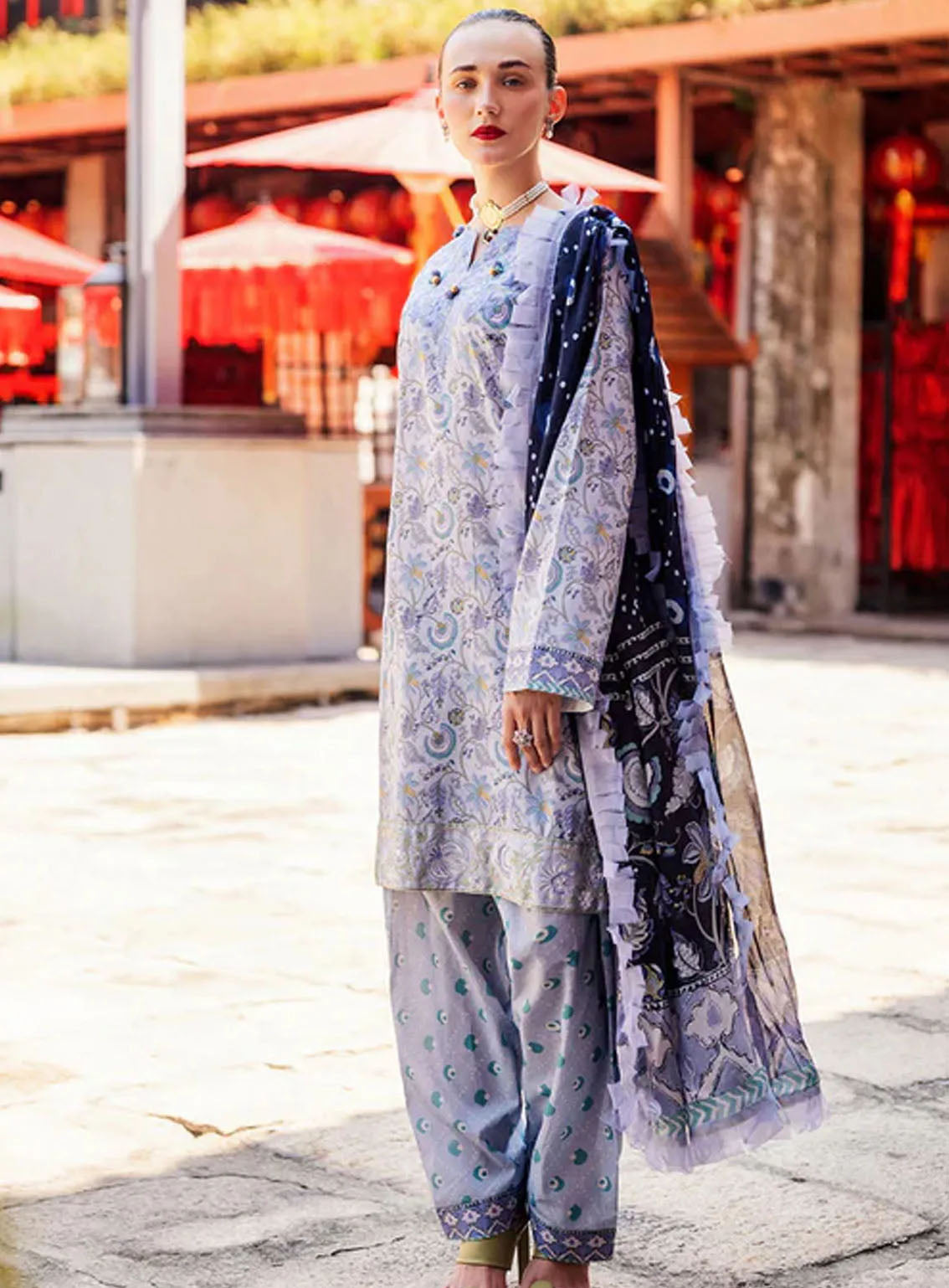 Taneez By Roheenaz Embroidered Lawn Suits Unstitched 3 Piece - RNZ24T RNB-03A AFSANEH Taneez By Roheenaz Embroidered Lawn Suits Unstitched 3 Piece - RNZ24T RNB-03A AFSANEH