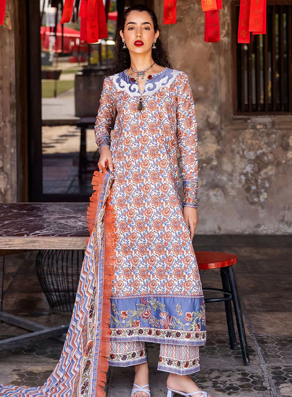 Taneez By Roheenaz Embroidered Lawn Suits Unstitched 3 Piece - RNZ24T RNB-09A NEDA Taneez By Roheenaz Embroidered Lawn Suits Unstitched 3 Piece - RNZ24T RNB-09A NEDA