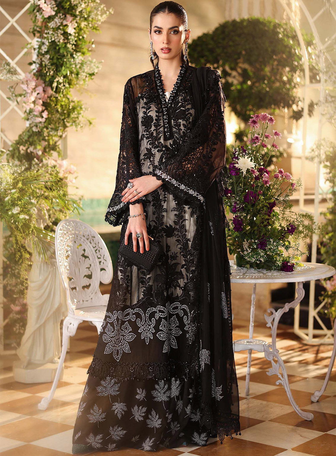 Tea Affair By Maria B Embroidered Chiffon 3 Piece Unstitched Suit MB26TAC D-101 Tea Affair By Maria B Embroidered Chiffon 3 Piece Unstitched Suit MB26TAC D-101