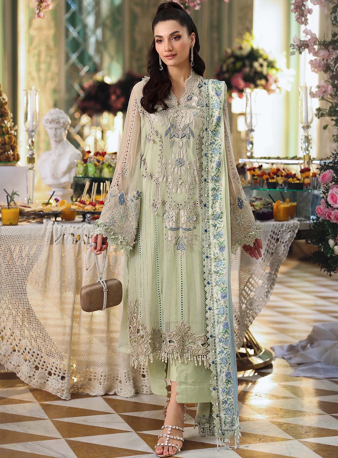Tea Affair By Maria B Embroidered Chiffon 3 Piece Unstitched Suit MB26TAC D-105 Tea Affair By Maria B Embroidered Chiffon 3 Piece Unstitched Suit MB26TAC D-105