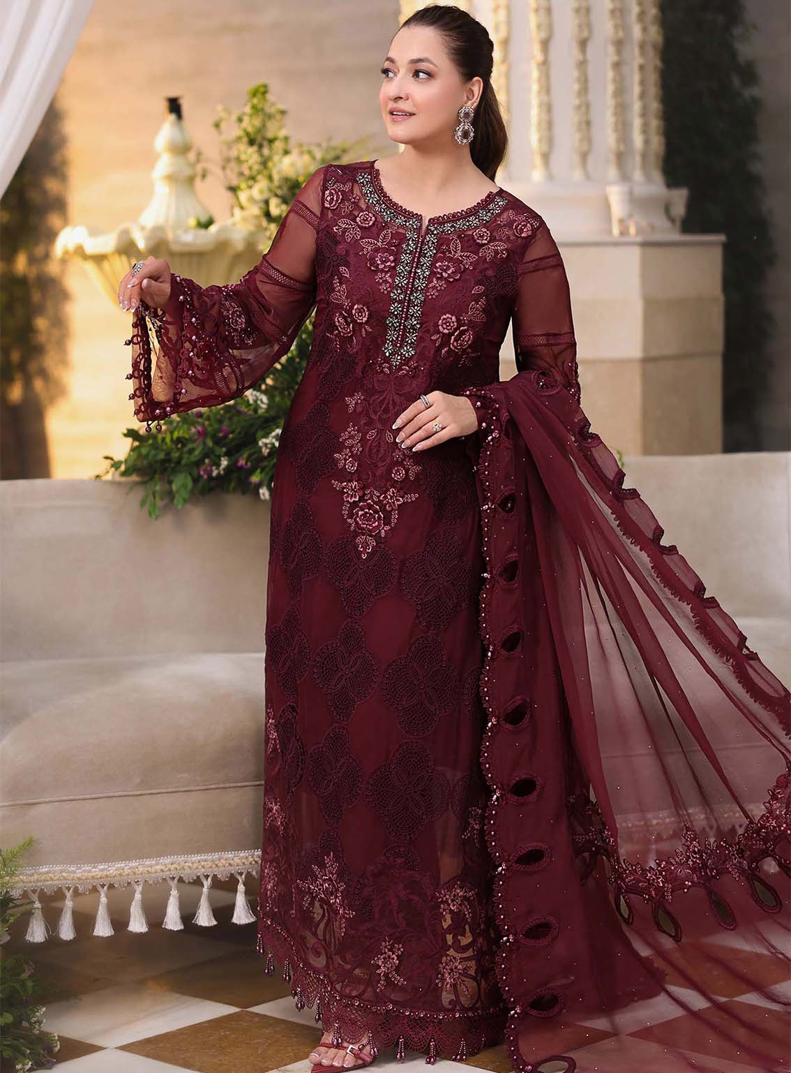 Tea Affair By Maria B Embroidered Chiffon 3 Piece Unstitched Suit MB26TAC D-108 Tea Affair By Maria B Embroidered Chiffon 3 Piece Unstitched Suit MB26TAC D-108