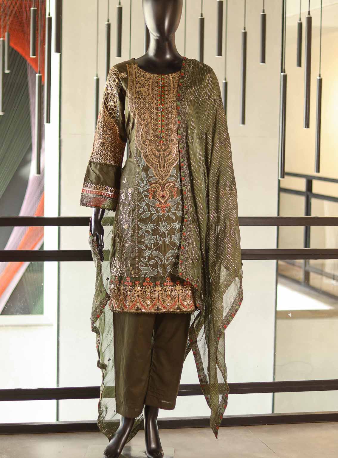 Usman Fabrics Fancy Embroidered Lawn Cotton Suits Stitched 3 Piece - US25FE 479 Usman Fabrics Fancy Embroidered Lawn Cotton Suits Stitched 3 Piece - US25FE 479
