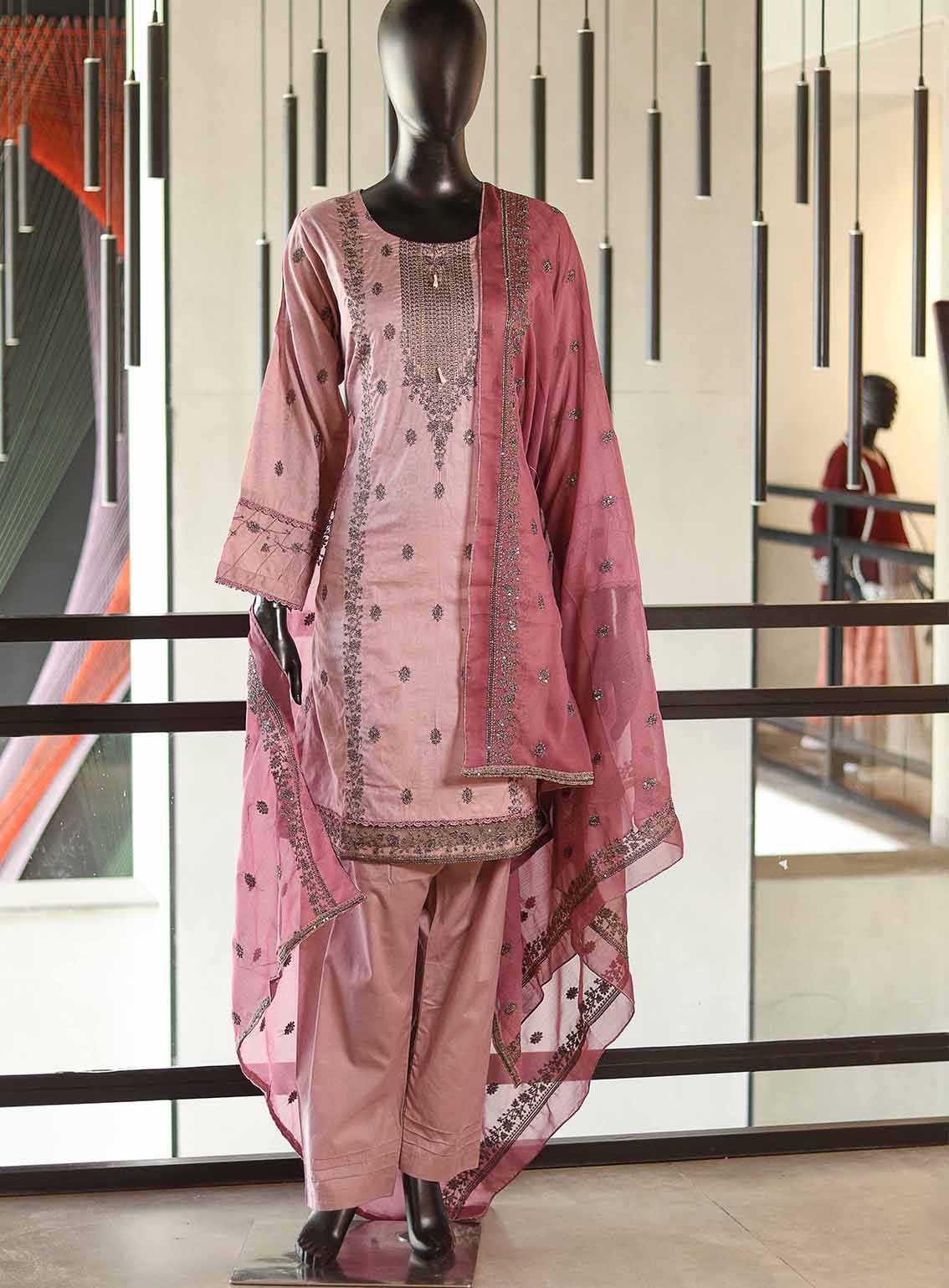Usman Fabrics Fancy Embroidered Lawn Cotton Suits Stitched 3 Piece - US25FE Cross Stitch Usman Fabrics Fancy Embroidered Lawn Cotton Suits Stitched 3 Piece - US25FE Cross Stitch