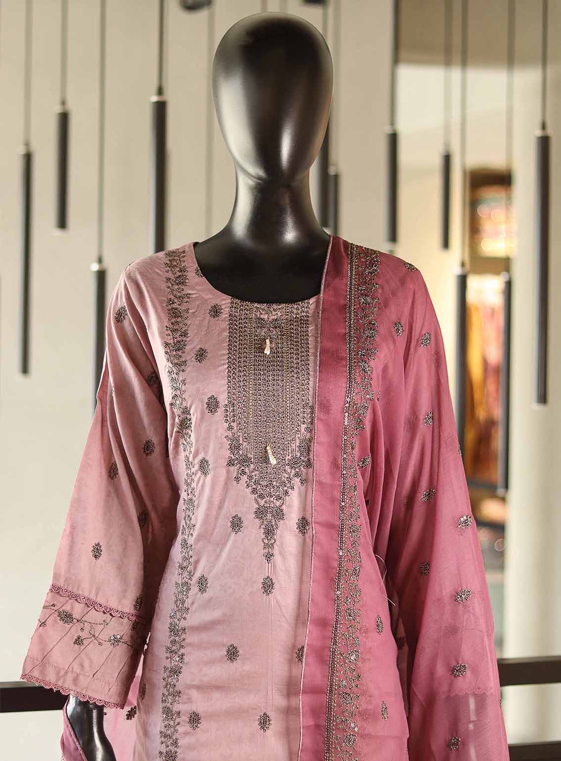 Usman Fabrics Fancy Embroidered Lawn Cotton Suits Stitched 3 Piece - US25FE Cross Stitch Usman Fabrics Fancy Embroidered Lawn Cotton Suits Stitched 3 Piece - US25FE Cross Stitch