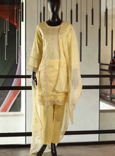 Usman Fabrics Fancy Embroidered Lawn Cotton Suits Stitched 3 Piece - US25FE SB470 LEMON