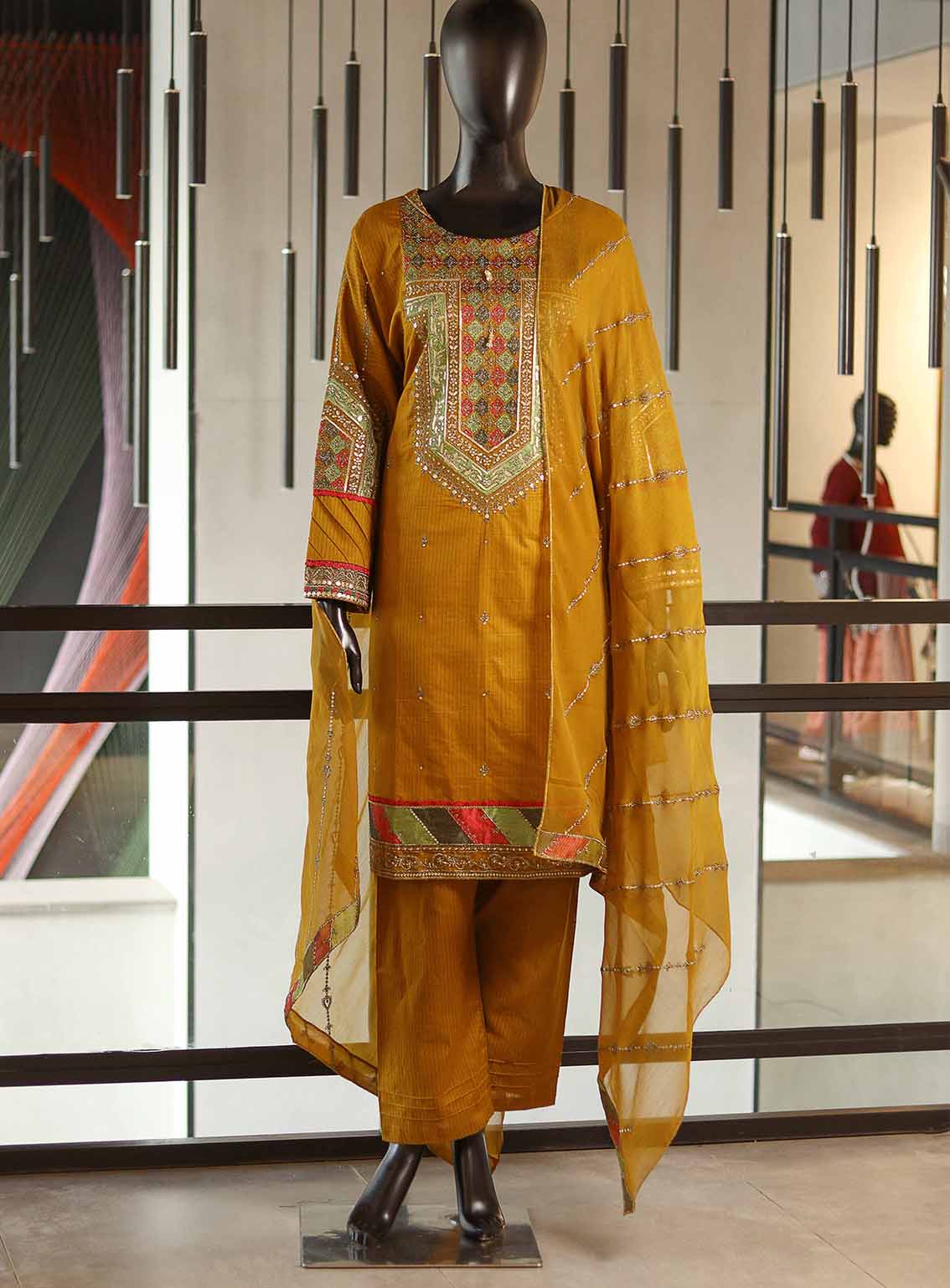 Usman Fabrics Fancy Embroidered Organza Suits Stitched 3 Piece - US25FE Mehmal Usman Fabrics Fancy Embroidered Organza Suits Stitched 3 Piece - US25FE Mehmal