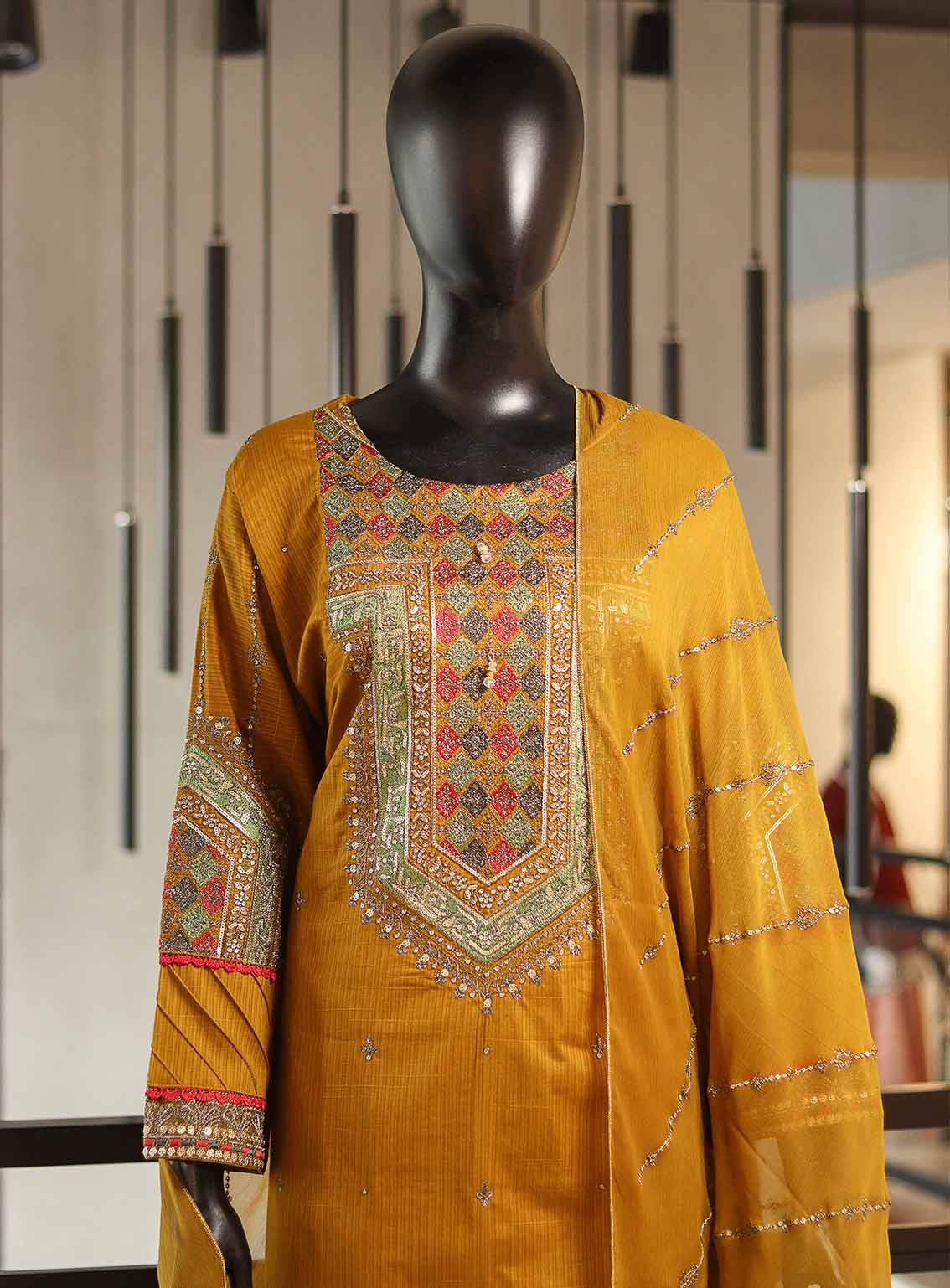 Usman Fabrics Fancy Embroidered Organza Suits Stitched 3 Piece - US25FE Mehmal Usman Fabrics Fancy Embroidered Organza Suits Stitched 3 Piece - US25FE Mehmal