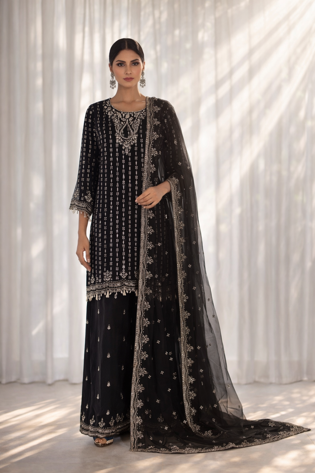 Raad Luxury Formal Embroidered Chiffon 3 Piece Stitched Suit RD26LF RA-VF-02 BK Raad Luxury Formal Embroidered Chiffon 3 Piece Stitched Suit RD26LF RA-VF-02 BK