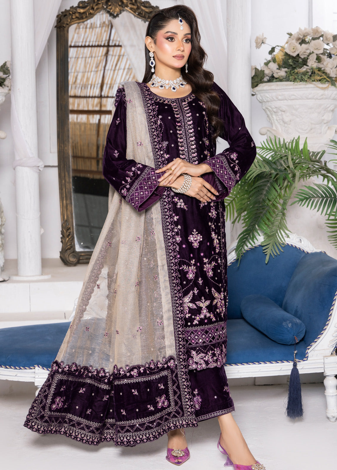 Velour by Schick Embroidered Velvet Suits Unstitched 3 Piece - SDH24VV 01 Velour by Schick Embroidered Velvet Suits Unstitched 3 Piece - SDH24VV 01