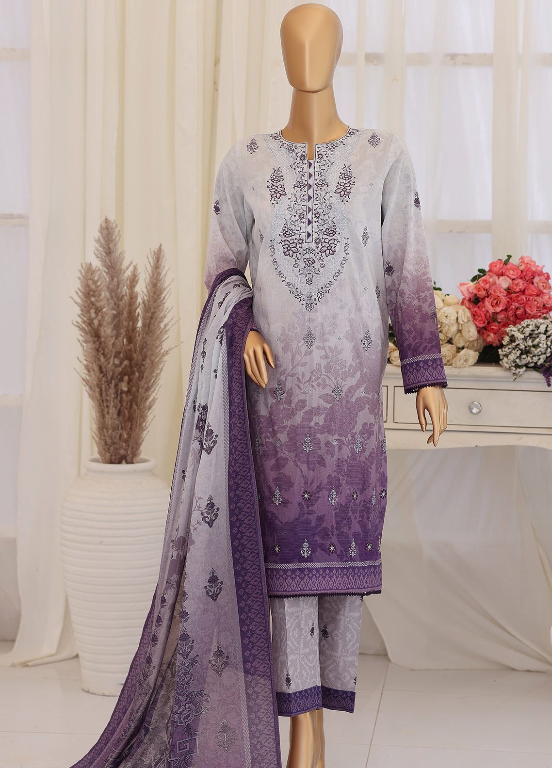 Virsa By HZ Textile Embroidered Lawn 3 Piece Unstitched Suit HZ26VEL D-VEC-1208 Virsa By HZ Textile Embroidered Lawn 3 Piece Unstitched Suit HZ26VEL D-VEC-1208