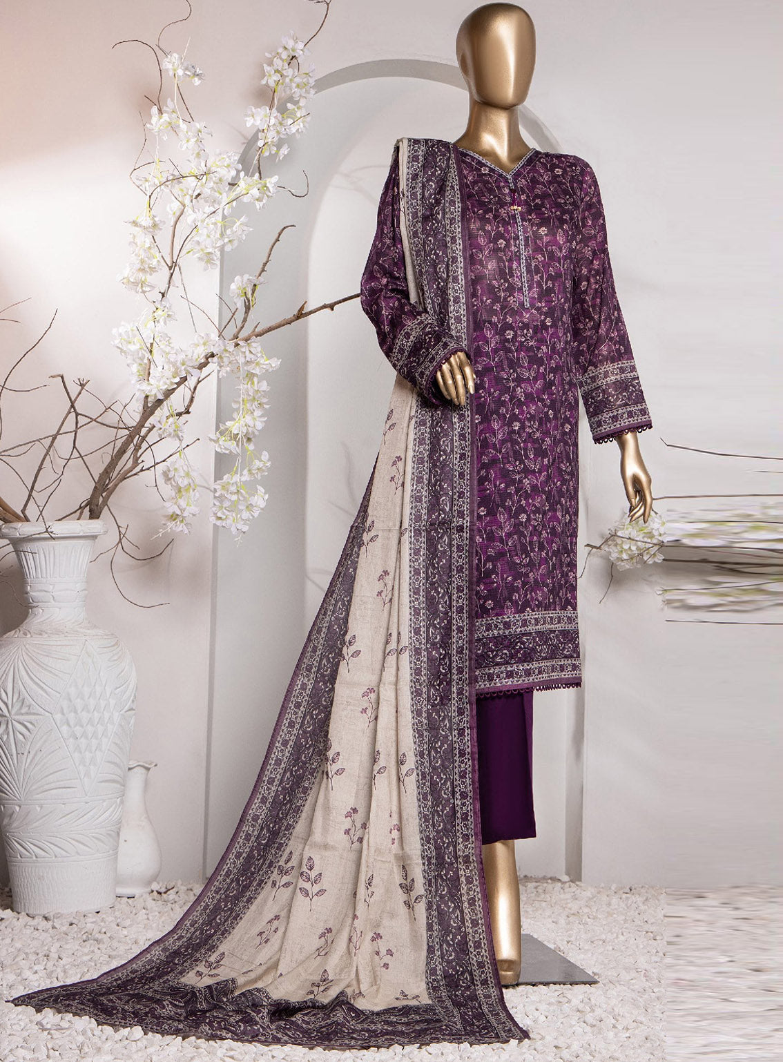 Vital Prints By HZ Textile Digital Doriya Cotton Suit Unstitched 3 Piece - HZ24VP VP-151 Vital Prints By HZ Textile Digital Doriya Cotton Suit Unstitched 3 Piece - HZ24VP VP-151