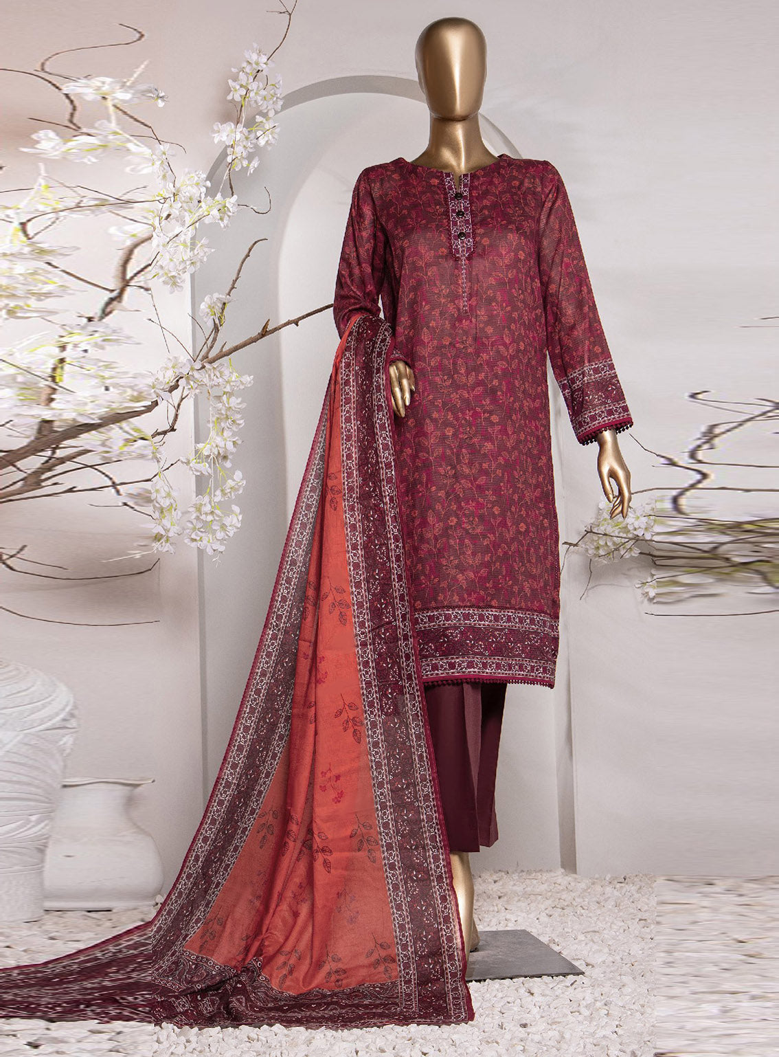 Vital Prints By HZ Textile Digital Doriya Cotton Suit Unstitched 3 Piece - HZ24VP VP-152 Vital Prints By HZ Textile Digital Doriya Cotton Suit Unstitched 3 Piece - HZ24VP VP-152