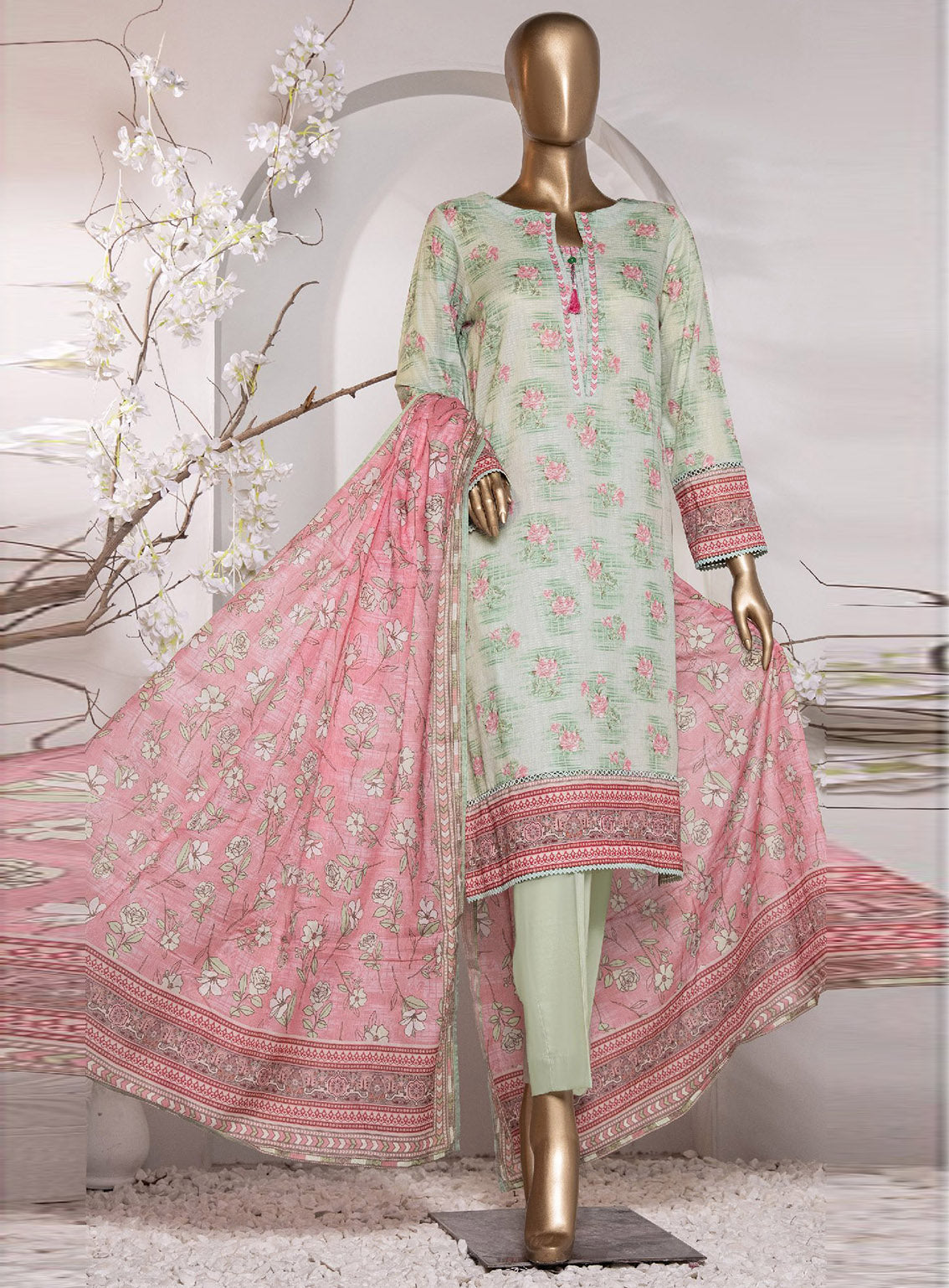 Vital Prints By HZ Textile Digital Doriya Cotton Suit Unstitched 3 Piece - HZ24VP VP-153 Vital Prints By HZ Textile Digital Doriya Cotton Suit Unstitched 3 Piece - HZ24VP VP-153