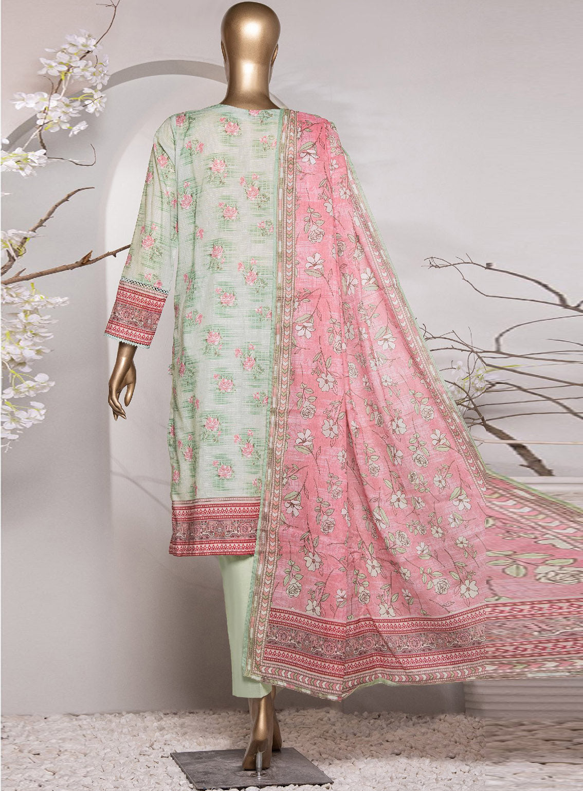 Vital Prints By HZ Textile Digital Doriya Cotton Suit Unstitched 3 Piece - HZ24VP VP-153 Vital Prints By HZ Textile Digital Doriya Cotton Suit Unstitched 3 Piece - HZ24VP VP-153