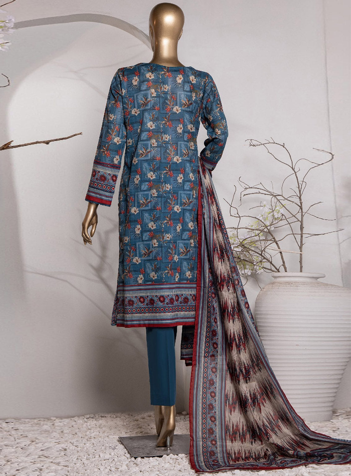 Vital Prints By HZ Textile Digital Doriya Cotton Suit Unstitched 3 Piece - HZ24VP VP-154 Vital Prints By HZ Textile Digital Doriya Cotton Suit Unstitched 3 Piece - HZ24VP VP-154