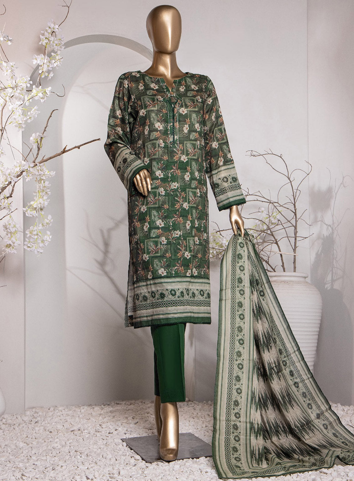 Vital Prints By HZ Textile Digital Doriya Cotton Suit Unstitched 3 Piece - HZ24VP VP-155 Vital Prints By HZ Textile Digital Doriya Cotton Suit Unstitched 3 Piece - HZ24VP VP-155