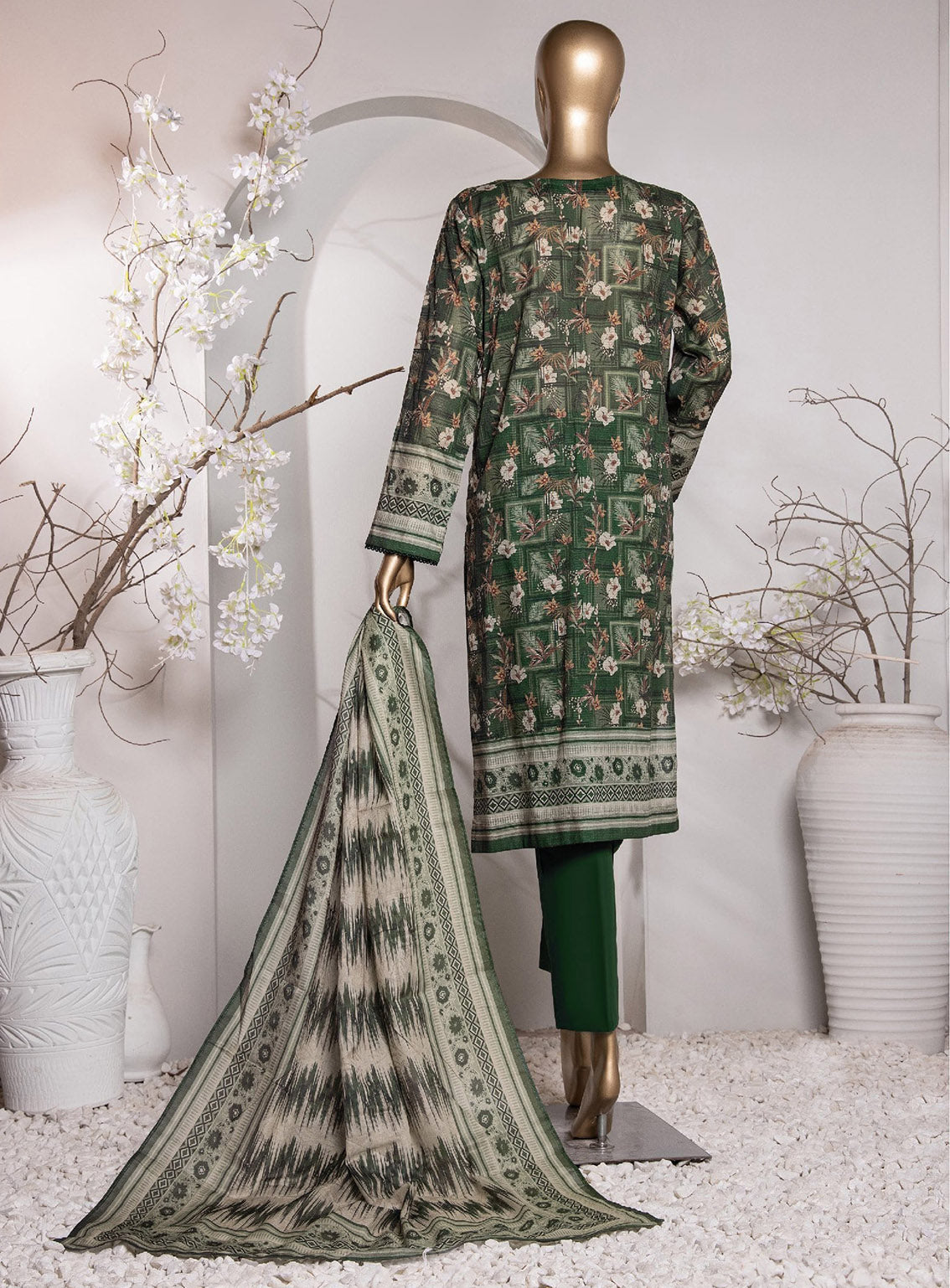 Vital Prints By HZ Textile Digital Doriya Cotton Suit Unstitched 3 Piece - HZ24VP VP-155 Vital Prints By HZ Textile Digital Doriya Cotton Suit Unstitched 3 Piece - HZ24VP VP-155