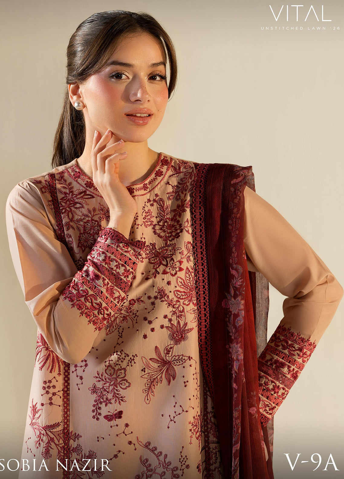 Vital By Sobia Nazir Embroidered Lawn 3 Piece Unstitched Suit SN26VEL D-9A Vital By Sobia Nazir Embroidered Lawn 3 Piece Unstitched Suit SN26VEL D-9A