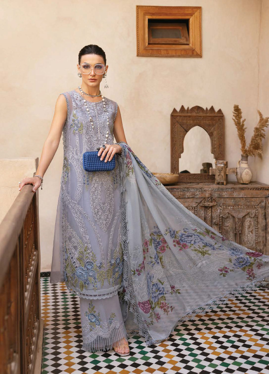 Voyage A' Luxe by Maria B Embroidered Organza Suits Unstitched 3 Piece - MB25VAL 2509B Voyage A' Luxe by Maria B Embroidered Organza Suits Unstitched 3 Piece - MB25VAL 2509B