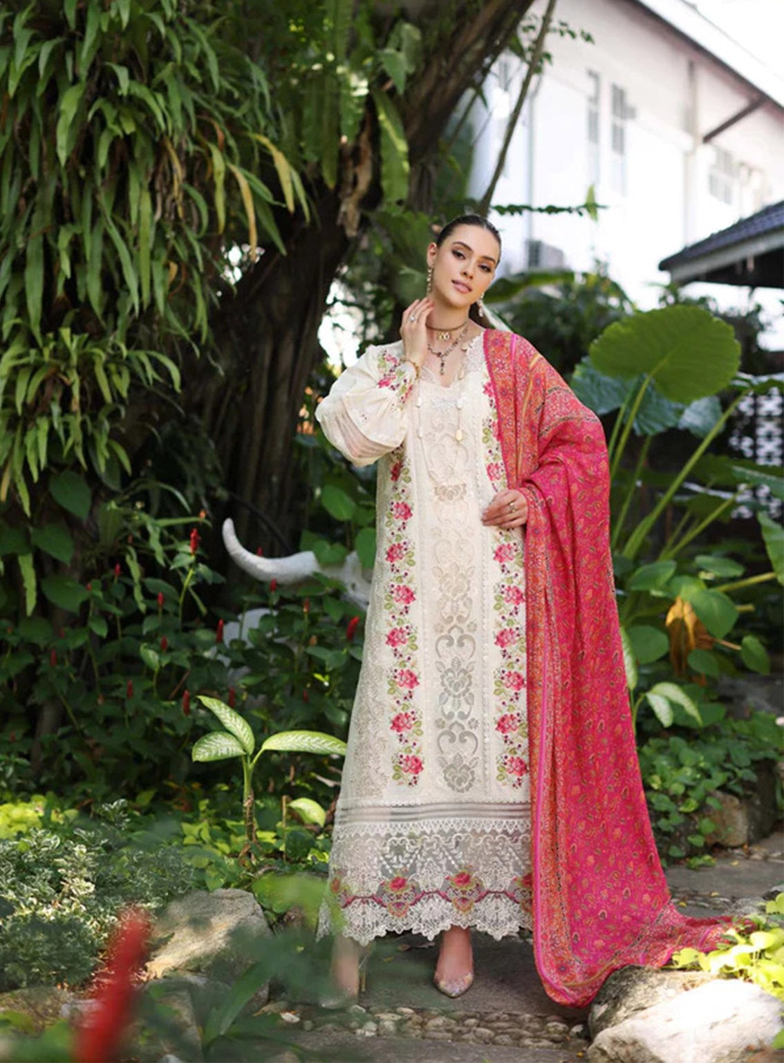 Noor By Saadia Asad Luxury Chikankari Lawn 3 Piece Unstitched Suit NBSA24LCL D-12B Noor By Saadia Asad Luxury Chikankari Lawn 3 Piece Unstitched Suit NBSA24LCL D-12B