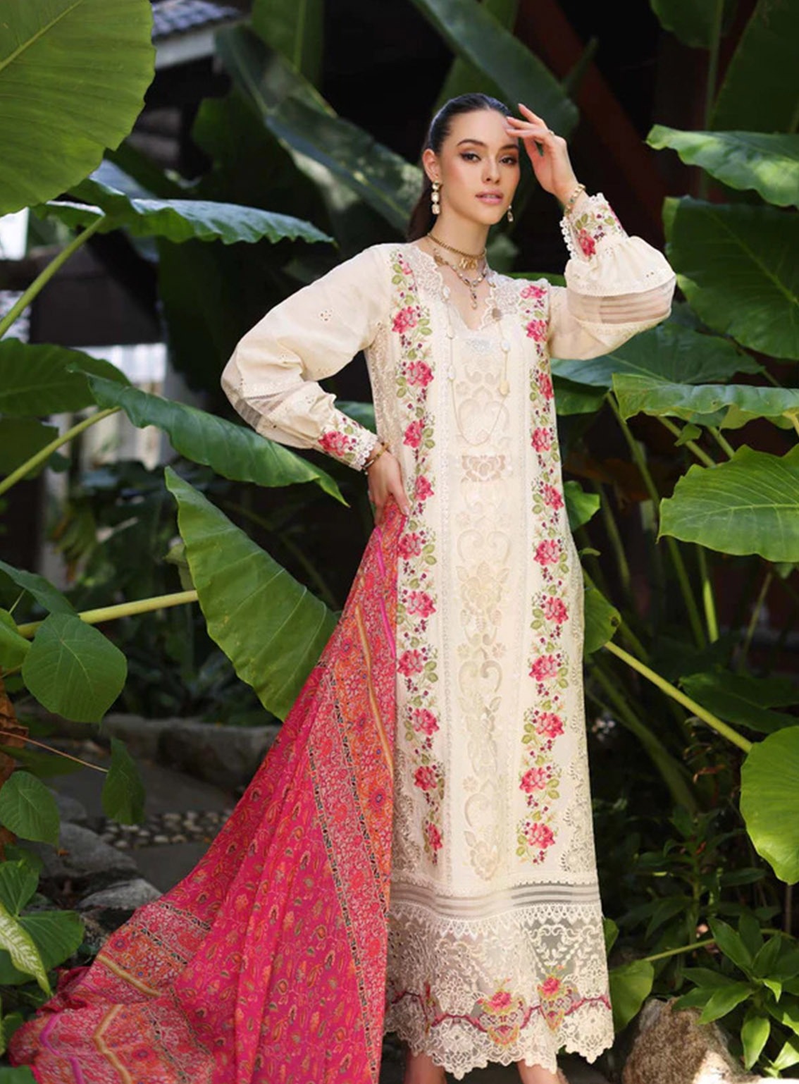 Noor By Saadia Asad Luxury Chikankari Lawn 3 Piece Unstitched Suit NBSA24LCL D-12B Noor By Saadia Asad Luxury Chikankari Lawn 3 Piece Unstitched Suit NBSA24LCL D-12B