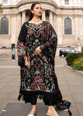 Wintry Breeze By Alzohaib Embroidered Cotton 3 Piece Unstitched Suit AZ26WBES D WB 02 Black - Front View