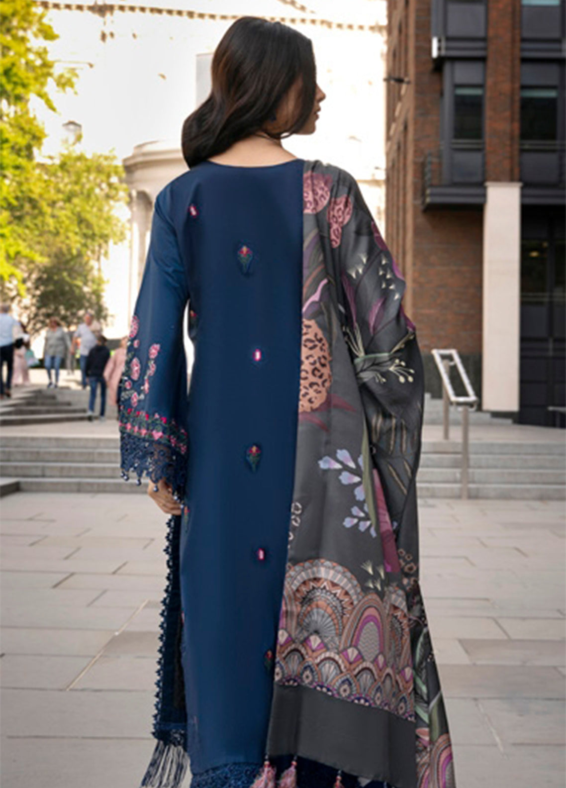Wintry Breeze By Alzohaib Embroidered Cotton 3 Piece Unstitched Suit AZ26WBES D WB 06 Blue - Back View Wintry Breeze By Alzohaib Embroidered Cotton 3 Piece Unstitched Suit AZ26WBES D WB 06 Blue - Back View
