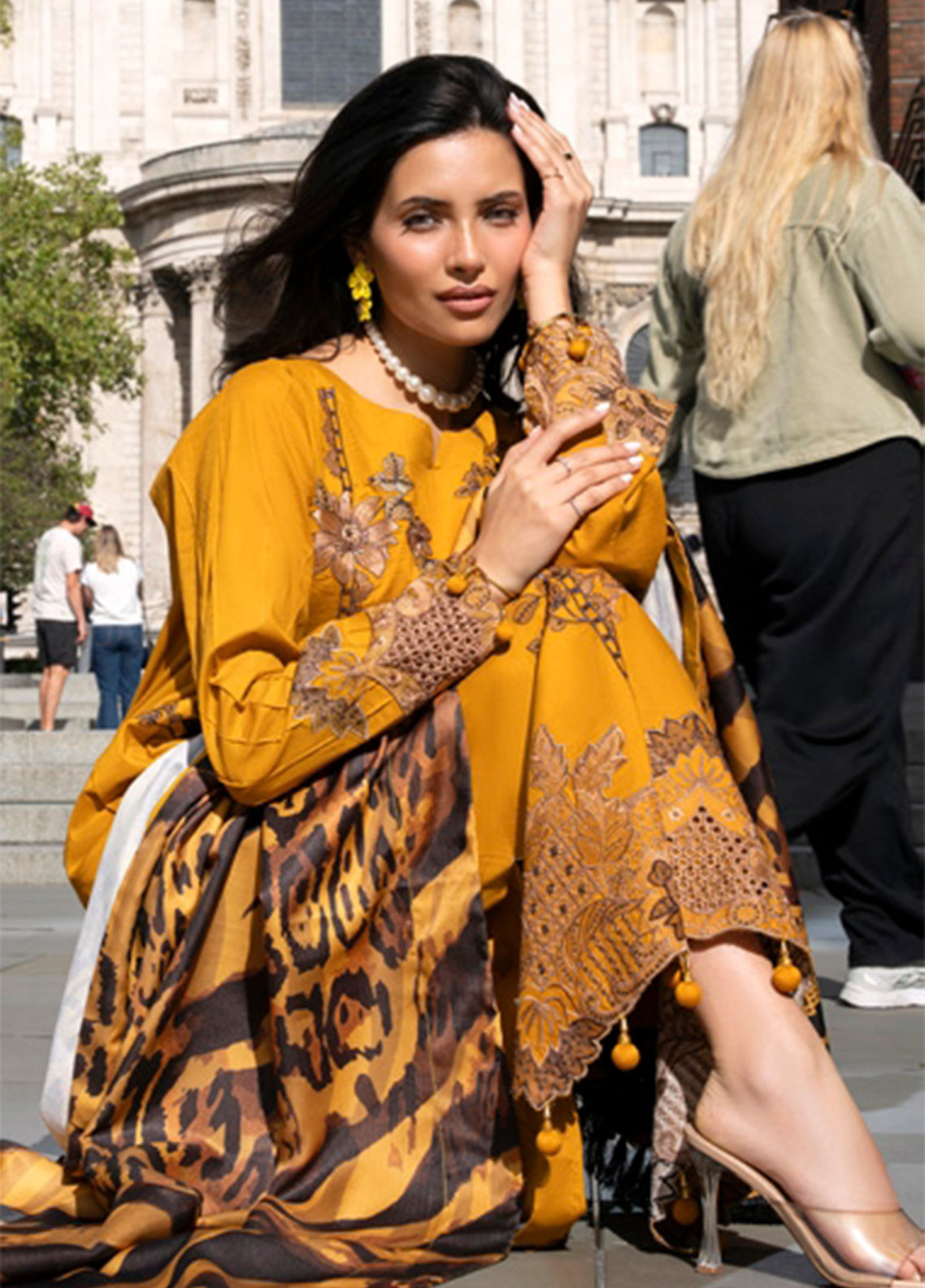 Wintry Breeze By Alzohaib Embroidered Cotton 3 Piece Unstitched Suit AZ26WBES D WB 08 Yellow - Detail Wintry Breeze By Alzohaib Embroidered Cotton 3 Piece Unstitched Suit AZ26WBES D WB 08 Yellow - Detail