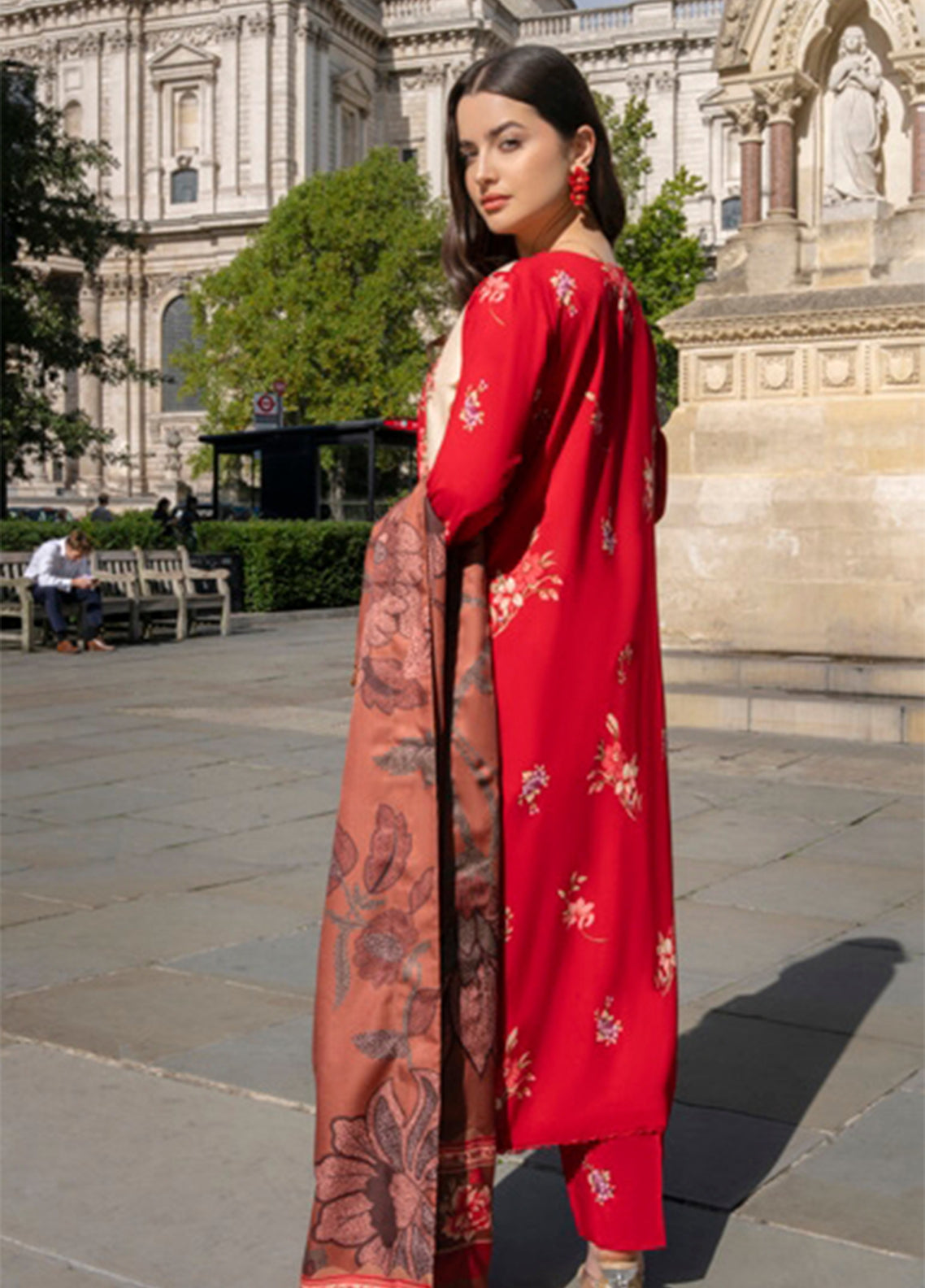 Wintry Breeze By Alzohaib Embroidered Cotton 3 Piece Unstitched Suit AZ26WBES D WB 10 Red - Back View Wintry Breeze By Alzohaib Embroidered Cotton 3 Piece Unstitched Suit AZ26WBES D WB 10 Red - Back View
