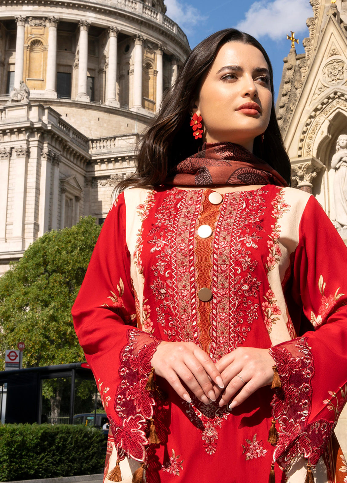 Wintry Breeze By Alzohaib Embroidered Cotton 3 Piece Unstitched Suit AZ26WBES D WB 10 Red - Detail Wintry Breeze By Alzohaib Embroidered Cotton 3 Piece Unstitched Suit AZ26WBES D WB 10 Red - Detail