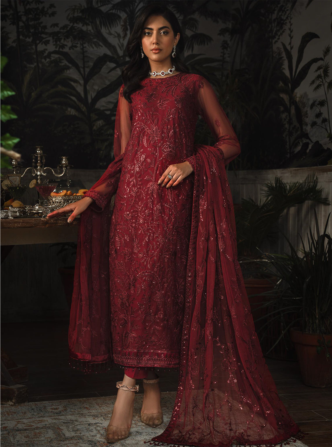 La Rosella By Zarif Embroidered Net Unstitched 3 Piece Suit - 01 La Rosella By Zarif Embroidered Net Unstitched 3 Piece Suit - 01
