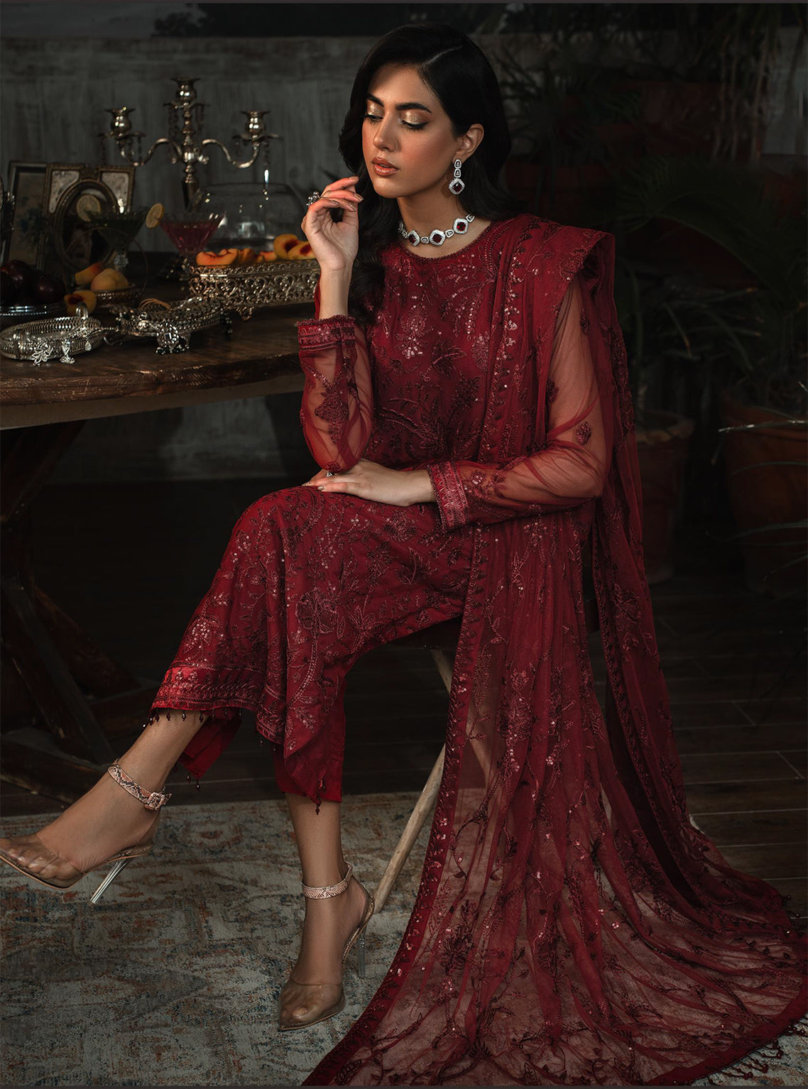 La Rosella By Zarif Embroidered Net Unstitched 3 Piece Suit - 01 La Rosella By Zarif Embroidered Net Unstitched 3 Piece Suit - 01