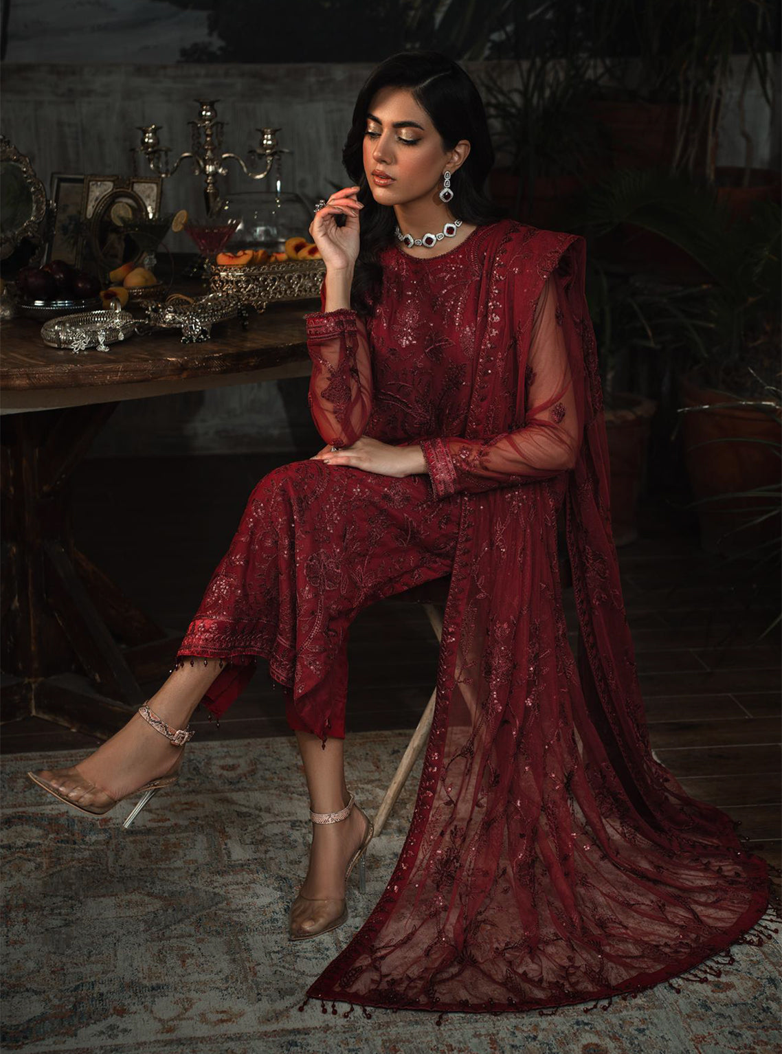 La Rosella By Zarif Embroidered Net Unstitched 3 Piece Suit - 01 La Rosella By Zarif Embroidered Net Unstitched 3 Piece Suit - 01