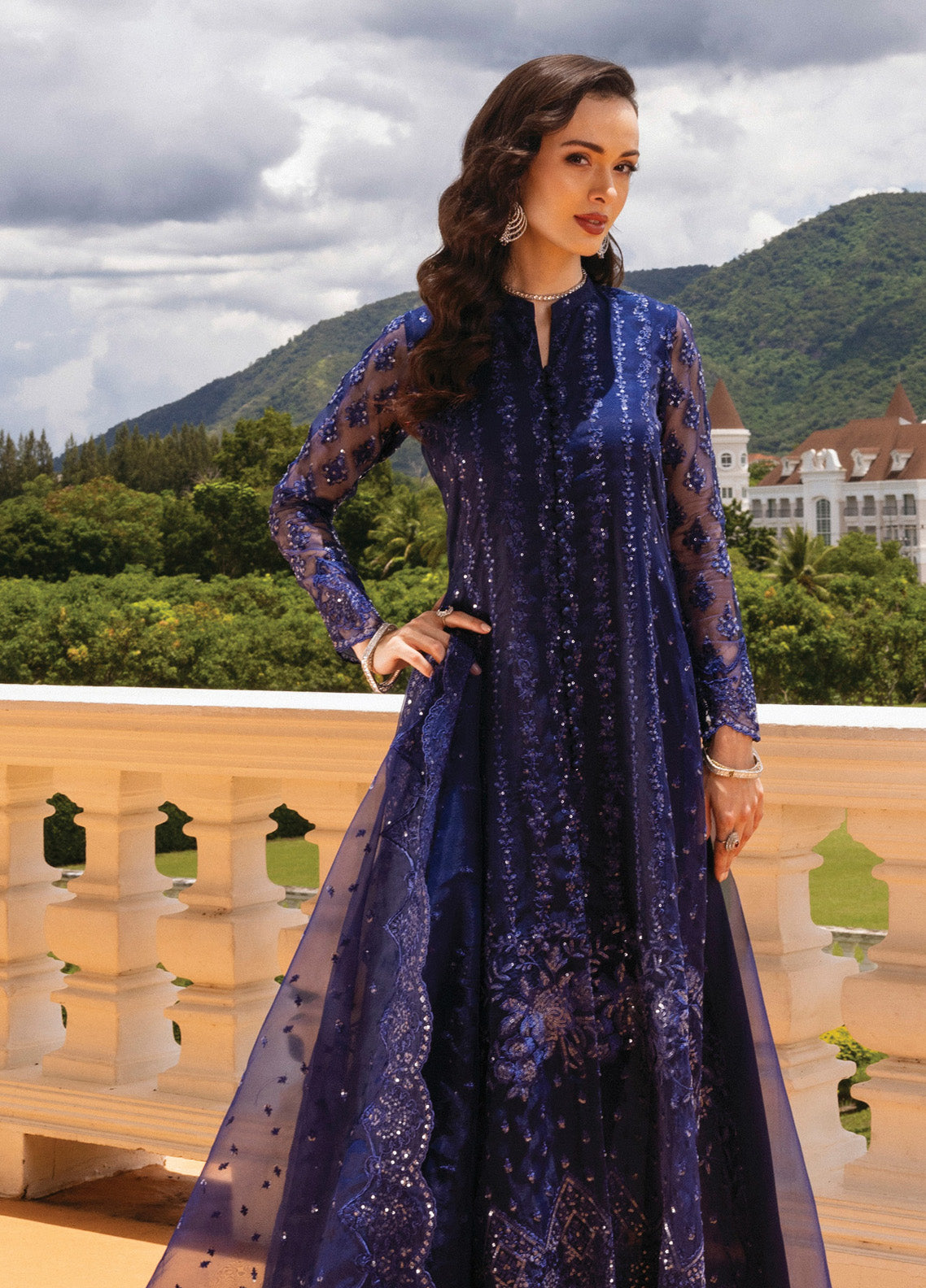 Zainab Chottani Embroidered Organza Suits Unstitched 3 Piece - ZC24WF 02 ECLAT Zainab Chottani Embroidered Organza Suits Unstitched 3 Piece - ZC24WF 02 ECLAT