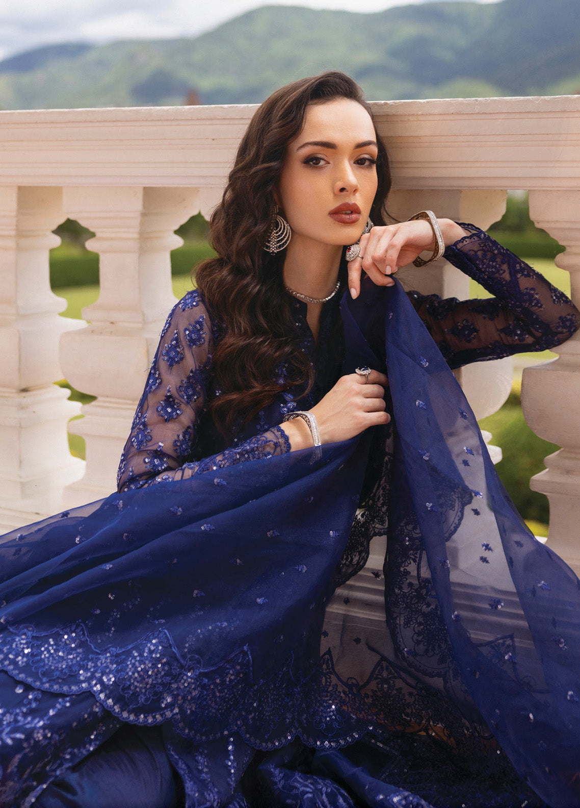 Zainab Chottani Embroidered Organza Suits Unstitched 3 Piece - ZC24WF 02 ECLAT Zainab Chottani Embroidered Organza Suits Unstitched 3 Piece - ZC24WF 02 ECLAT