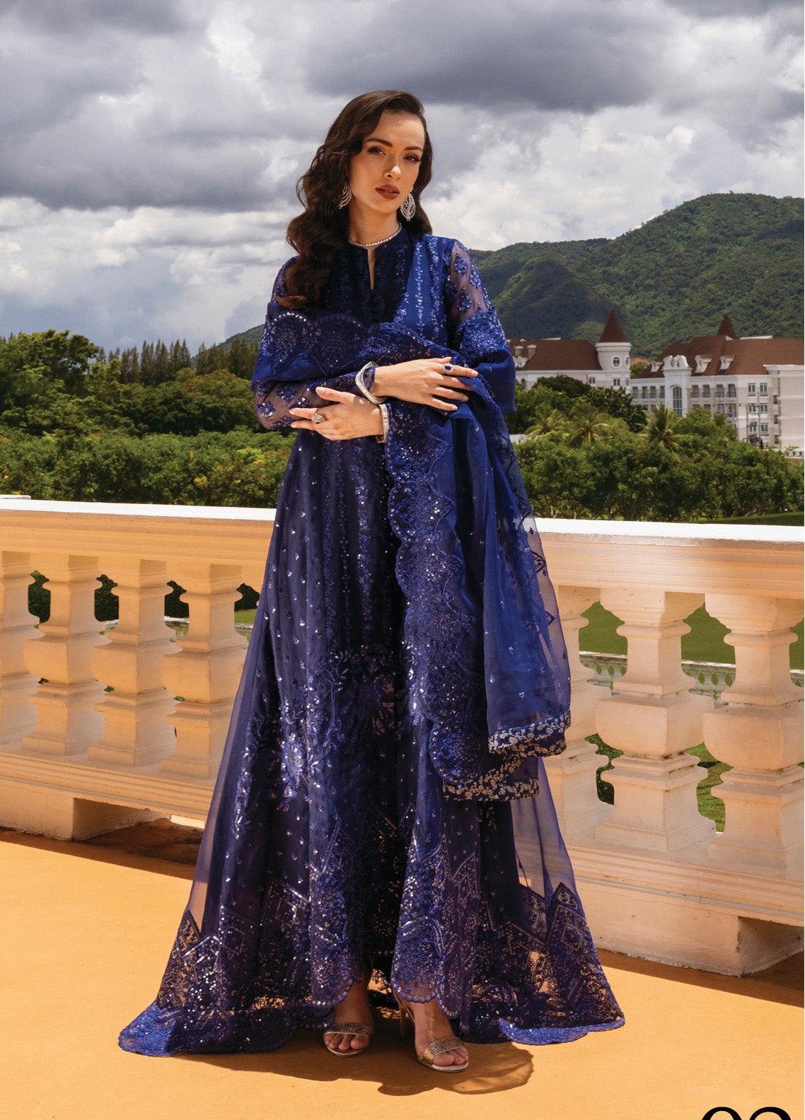 Zainab Chottani Embroidered Organza Suits Unstitched 3 Piece - ZC24WF 02 ECLAT Zainab Chottani Embroidered Organza Suits Unstitched 3 Piece - ZC24WF 02 ECLAT
