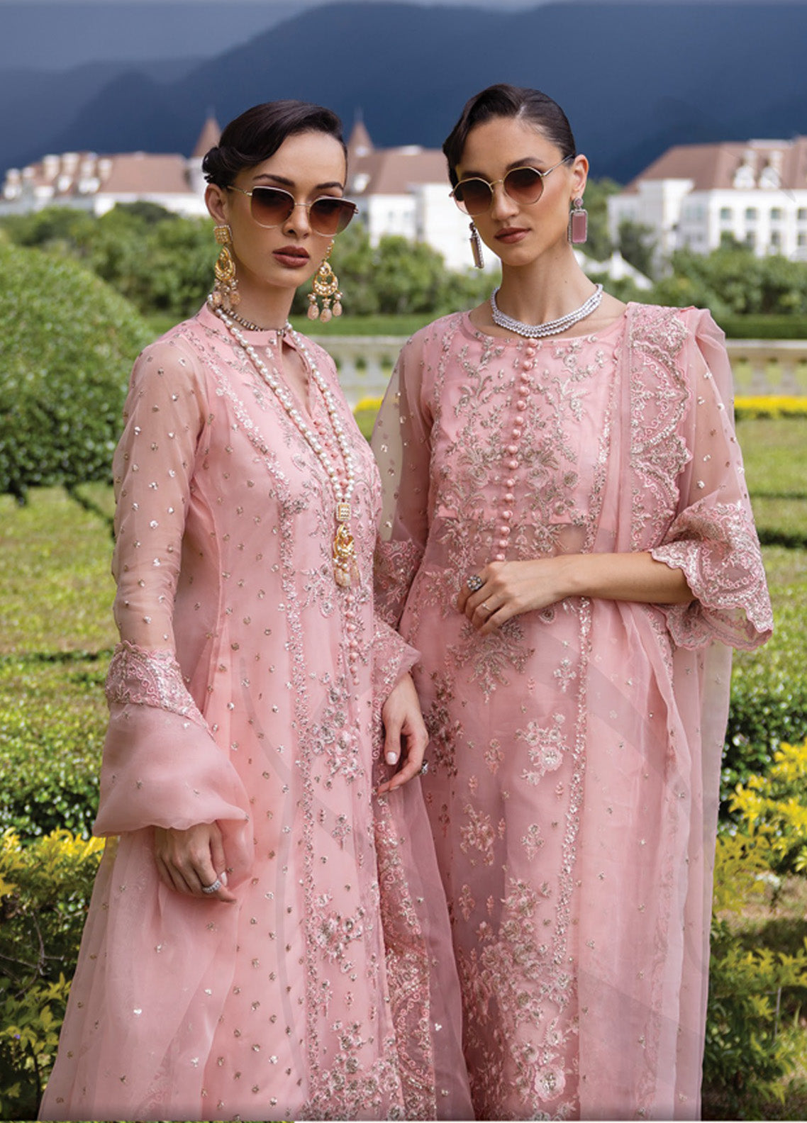 Zainab Chottani Embroidered Organza Suits Unstitched 3 Piece - ZC24WF 03 ROSEA Zainab Chottani Embroidered Organza Suits Unstitched 3 Piece - ZC24WF 03 ROSEA