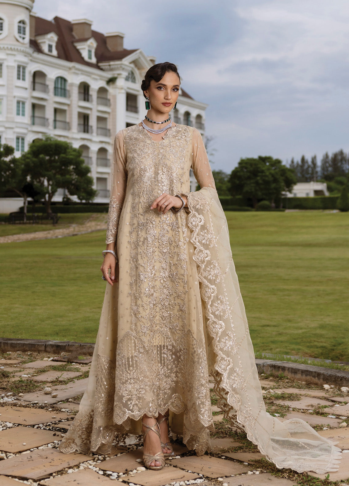 Zainab Chottani Embroidered Organza Suits Unstitched 3 Piece - ZC24WF 04 IVANA Zainab Chottani Embroidered Organza Suits Unstitched 3 Piece - ZC24WF 04 IVANA