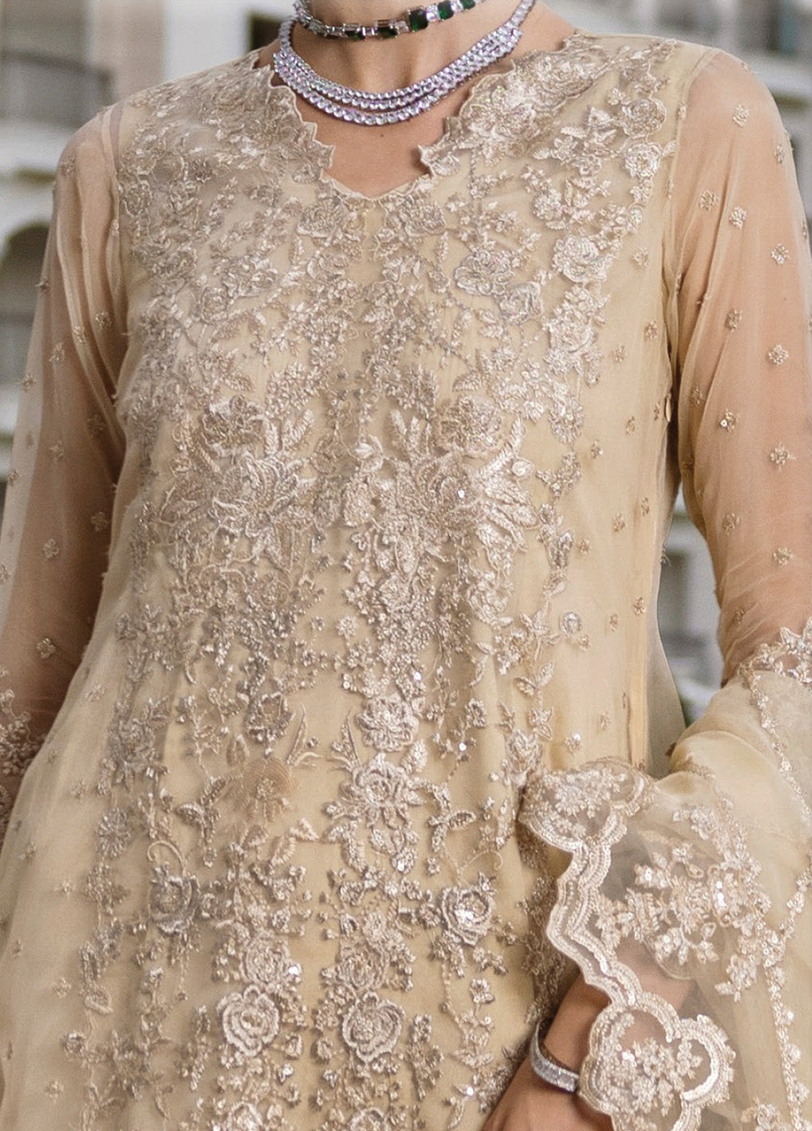 Zainab Chottani Embroidered Organza Suits Unstitched 3 Piece - ZC24WF 04 IVANA Zainab Chottani Embroidered Organza Suits Unstitched 3 Piece - ZC24WF 04 IVANA