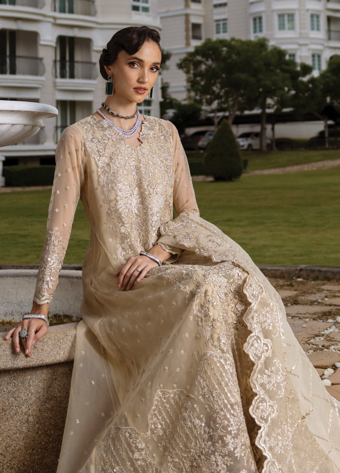 Zainab Chottani Embroidered Organza Suits Unstitched 3 Piece - ZC24WF 04 IVANA Zainab Chottani Embroidered Organza Suits Unstitched 3 Piece - ZC24WF 04 IVANA