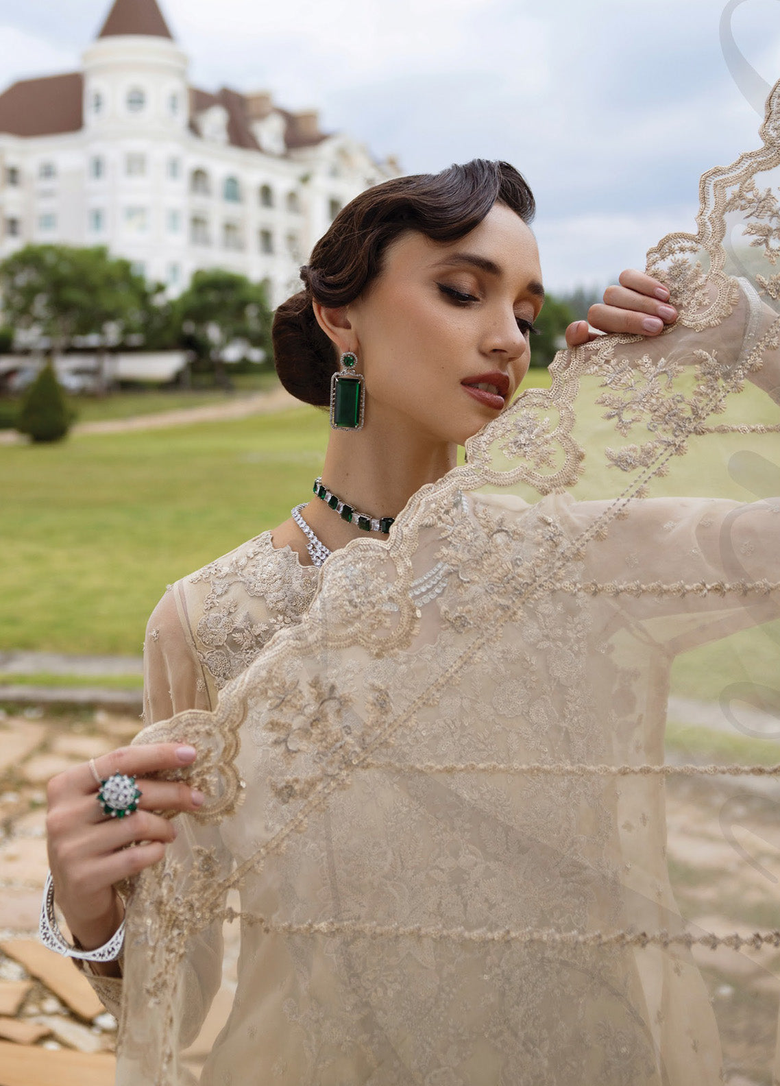 Zainab Chottani Embroidered Organza Suits Unstitched 3 Piece - ZC24WF 04 IVANA Zainab Chottani Embroidered Organza Suits Unstitched 3 Piece - ZC24WF 04 IVANA