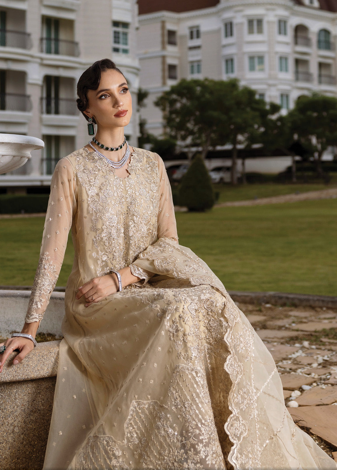 Zainab Chottani Embroidered Organza Suits Unstitched 3 Piece - ZC24WF 04 IVANA Zainab Chottani Embroidered Organza Suits Unstitched 3 Piece - ZC24WF 04 IVANA