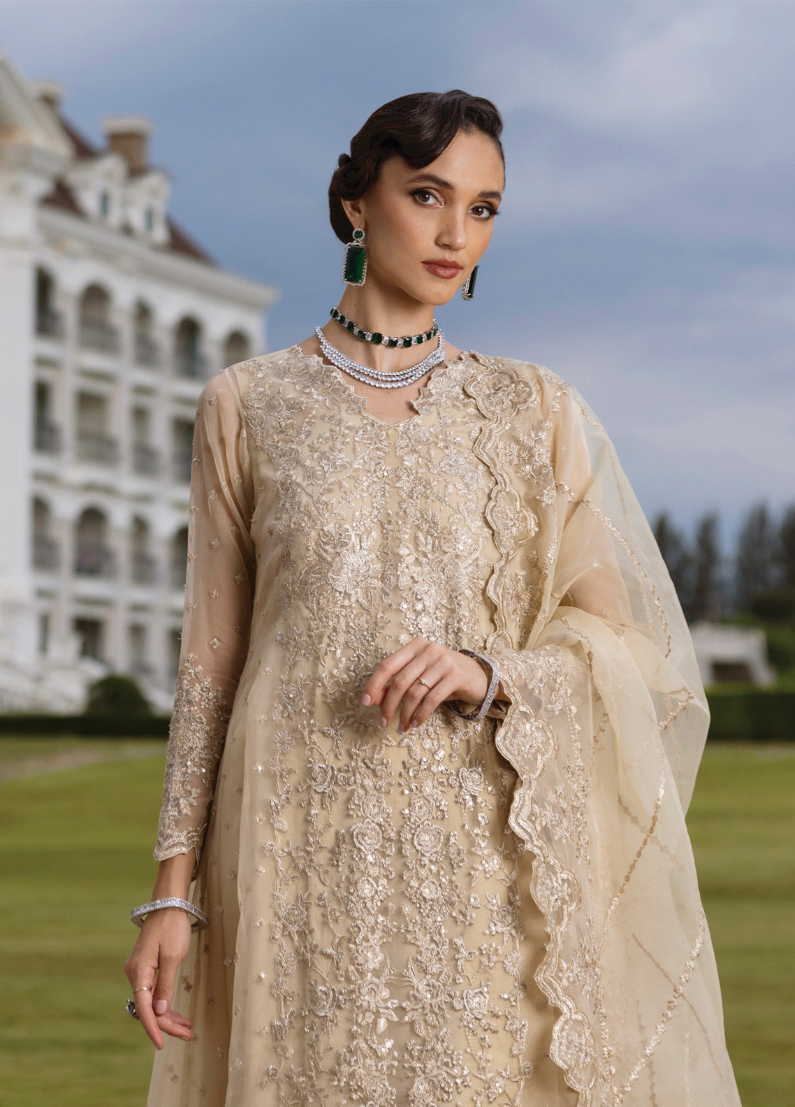 Zainab Chottani Embroidered Organza Suits Unstitched 3 Piece - ZC24WF 04 IVANA Zainab Chottani Embroidered Organza Suits Unstitched 3 Piece - ZC24WF 04 IVANA
