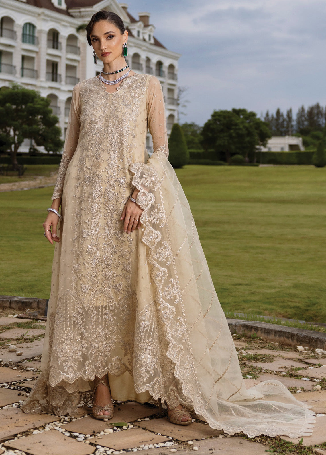 Zainab Chottani Embroidered Organza Suits Unstitched 3 Piece - ZC24WF 04 IVANA Zainab Chottani Embroidered Organza Suits Unstitched 3 Piece - ZC24WF 04 IVANA