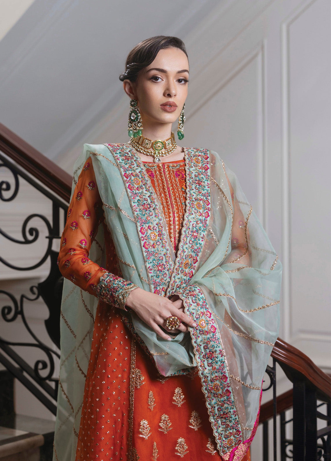 Zainab Chottani Embroidered Organza Suits Unstitched 3 Piece - ZC24WF 07 OMBRE Zainab Chottani Embroidered Organza Suits Unstitched 3 Piece - ZC24WF 07 OMBRE