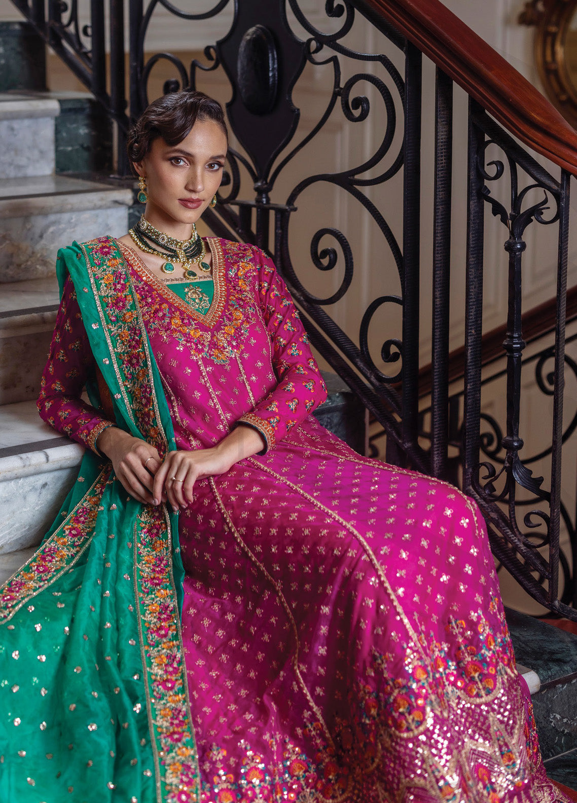 Zainab Chottani Embroidered Organza Suits Unstitched 3 Piece - ZC24WF 08 JARDIN Zainab Chottani Embroidered Organza Suits Unstitched 3 Piece - ZC24WF 08 JARDIN