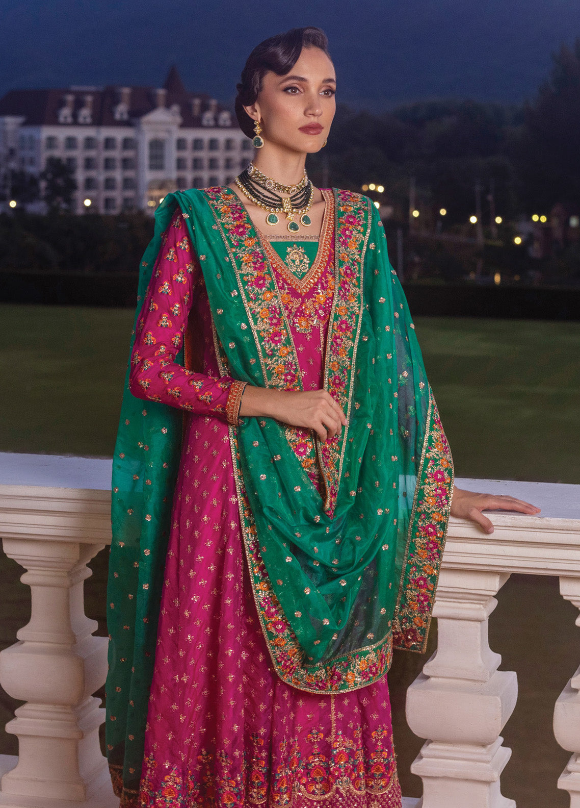 Zainab Chottani Embroidered Organza Suits Unstitched 3 Piece - ZC24WF 08 JARDIN Zainab Chottani Embroidered Organza Suits Unstitched 3 Piece - ZC24WF 08 JARDIN