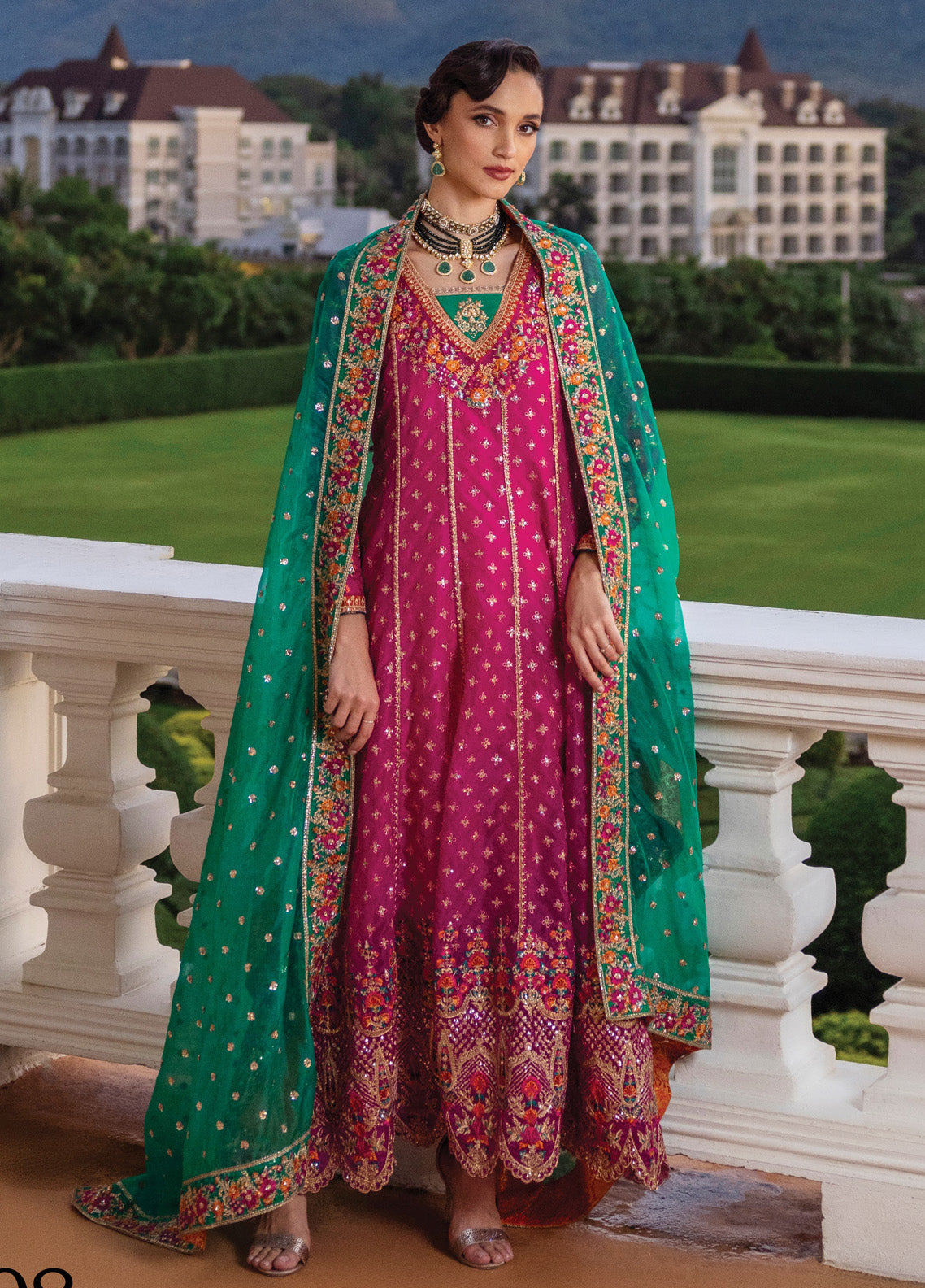 Zainab Chottani Embroidered Organza Suits Unstitched 3 Piece - ZC24WF 08 JARDIN Zainab Chottani Embroidered Organza Suits Unstitched 3 Piece - ZC24WF 08 JARDIN