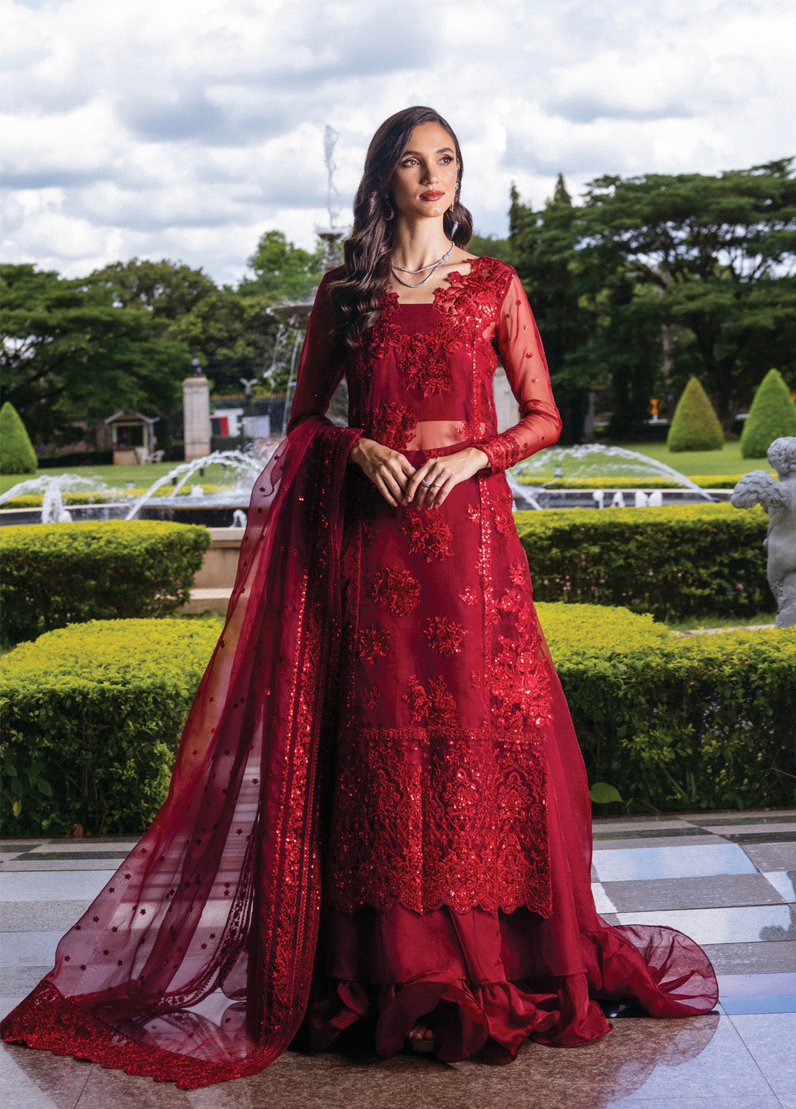 Zainab Chottani Embroidered Organza Suits Unstitched 3 Piece - ZC24WF 09 RUBY LUXE Zainab Chottani Embroidered Organza Suits Unstitched 3 Piece - ZC24WF 09 RUBY LUXE