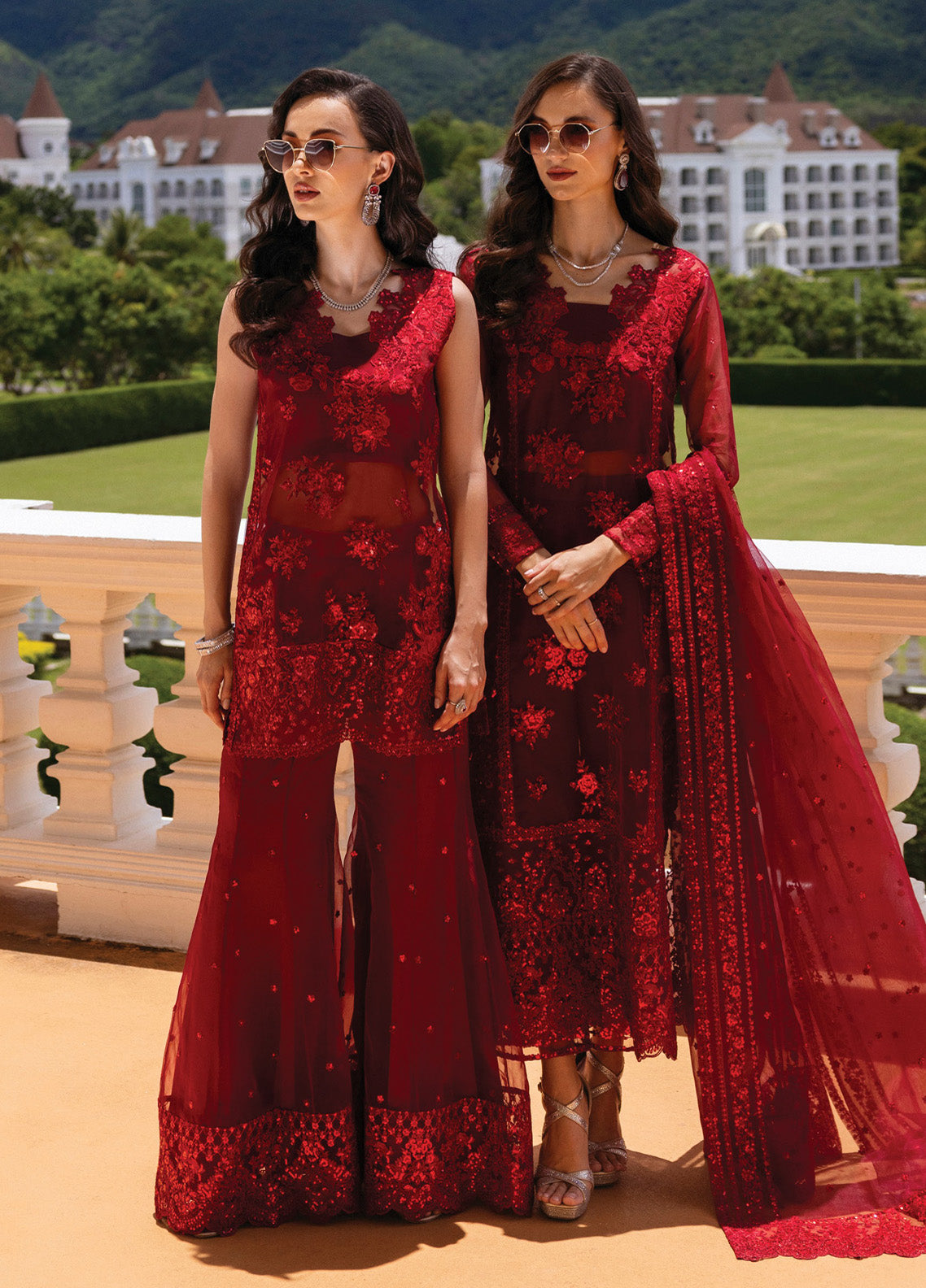 Zainab Chottani Embroidered Organza Suits Unstitched 3 Piece - ZC24WF 09 RUBY LUXE Zainab Chottani Embroidered Organza Suits Unstitched 3 Piece - ZC24WF 09 RUBY LUXE